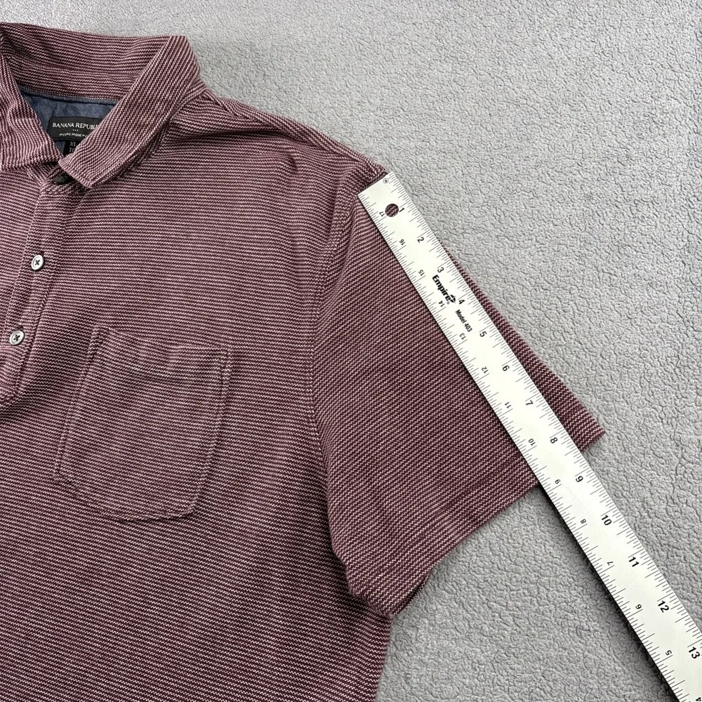 Banana Republic Polo Shirt Mens‎ XL Red & Cream Short Sleeve Wicking Pique